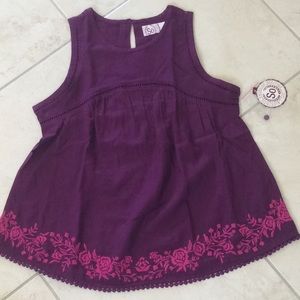 NWT So crochet ladder trim embroidered hem top